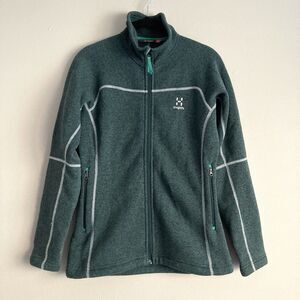 Haglofs Womens Full Zip Fleece Jacket Size Small Teal Outdoor Gorpcore Ski